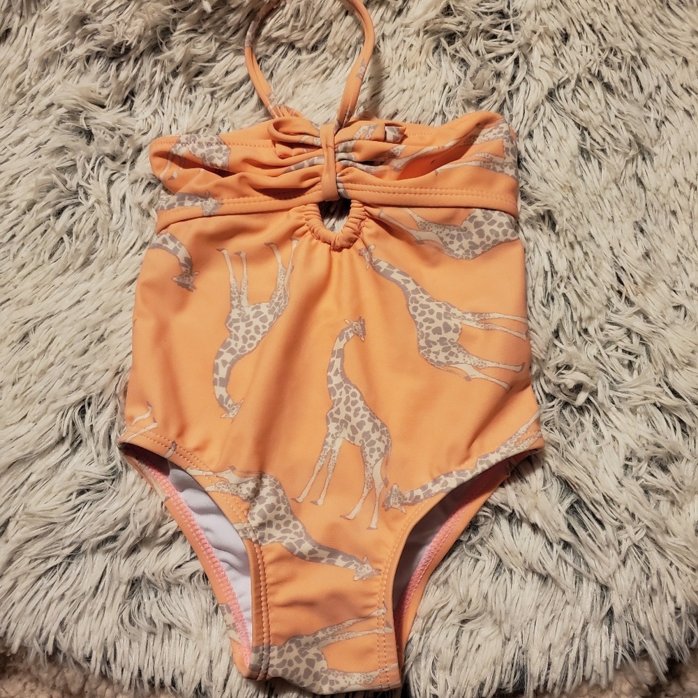 Girls Jessica Simpson Giraffe Keyhole Swimsuit 12M